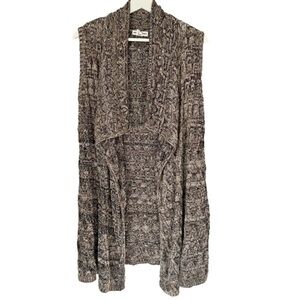 ARTISAN NY Cardigan Open Front Sleeveless Black Brown White Women Size S